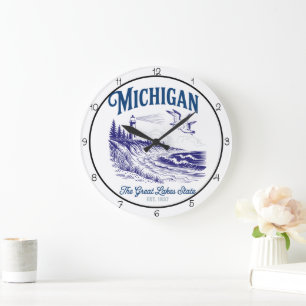 Reloj Redondo Grande Michigan Gran Lago Estado 