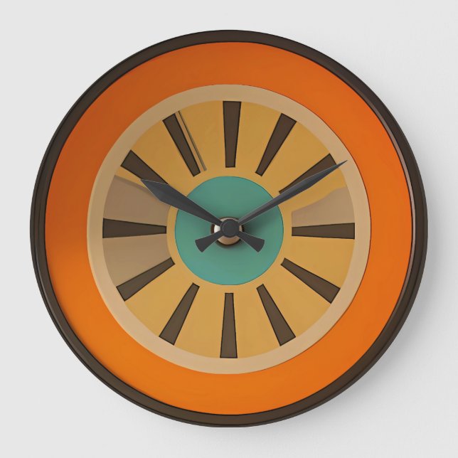 Reloj Redondo Grande Mid Century Atomic Futuristic Orange Slice (Anverso)