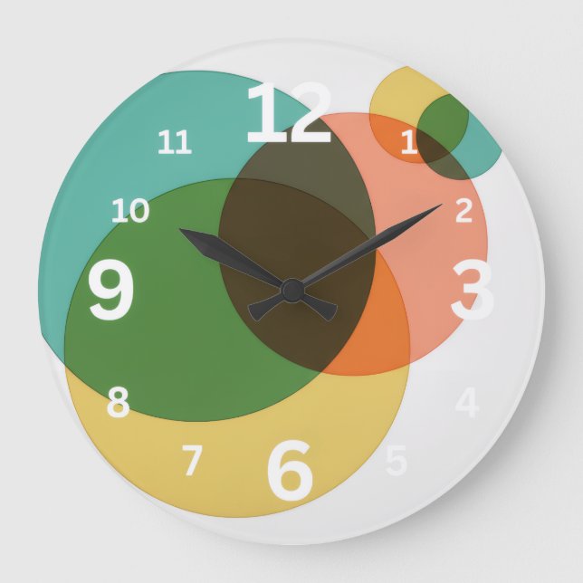 Reloj Redondo Grande Mid-Century Modern Geometric Circles Retro Abstrac (Anverso)