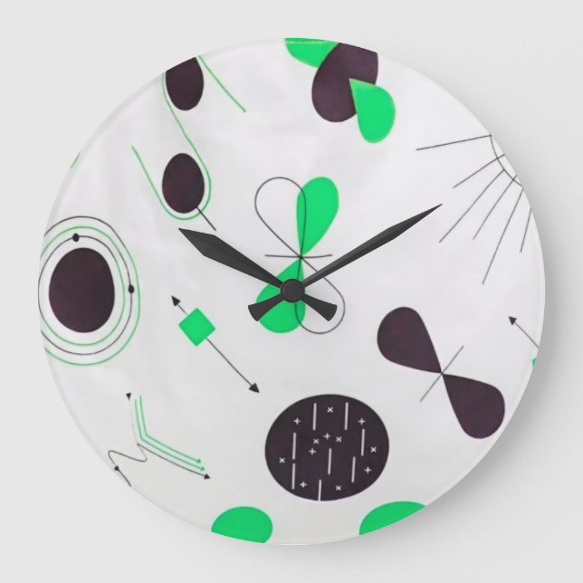 Reloj Redondo Grande Mid Century Modern Green Physics  (Anverso)