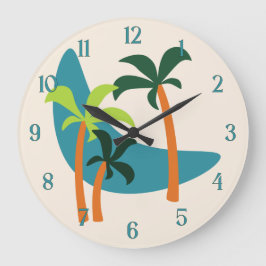 Reloj Redondo Grande Mid Century Modern Palm Oasis
