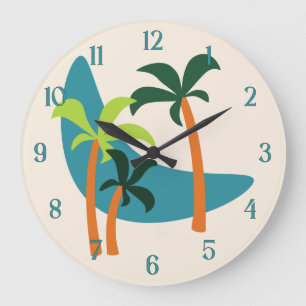 Reloj Redondo Grande Mid Century Modern Palm Oasis