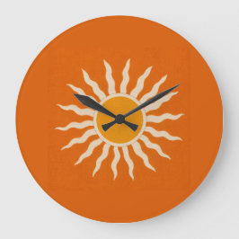 Reloj Redondo Grande Mid-Century Modern Terracotta Sunburst Clock