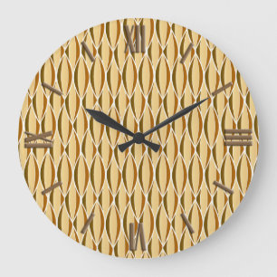 Reloj Redondo Grande Mid-Century Ribbon Print - brown and caramel