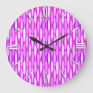 Reloj Redondo Grande Mid-Century Ribbon Print - orchid and violet