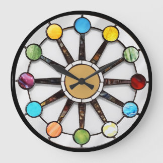 Reloj Redondo Grande Midcentury stained glass clock