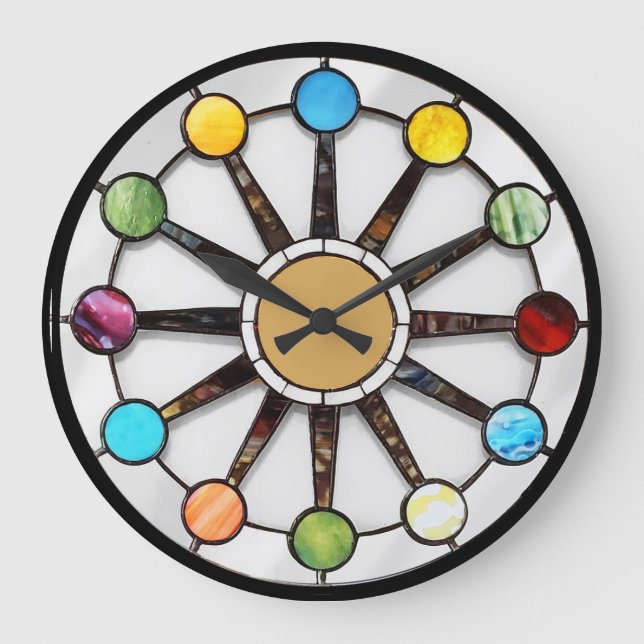 Reloj Redondo Grande Midcentury stained glass clock (Anverso)