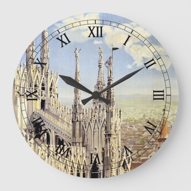 Reloj Redondo Grande Milán Italia Catedral gótica Duomo Viaje de época (Anverso)