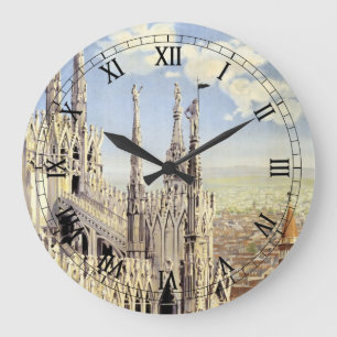 Reloj Redondo Grande Milano Italia Catedral Gótica Duomo Viaje Vintage