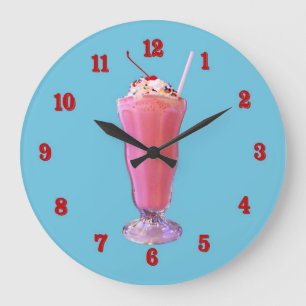Reloj Redondo Grande Milkshake de la fresa