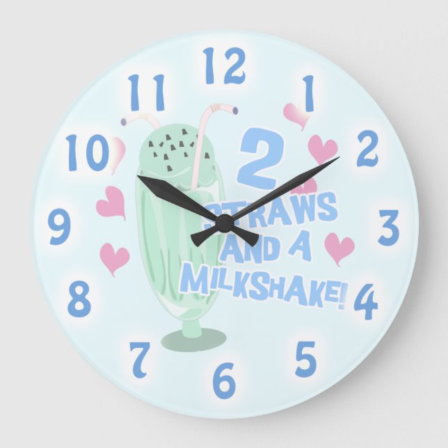 Reloj Redondo Grande Milkshake Funny Ice Cream Motto (Anverso)