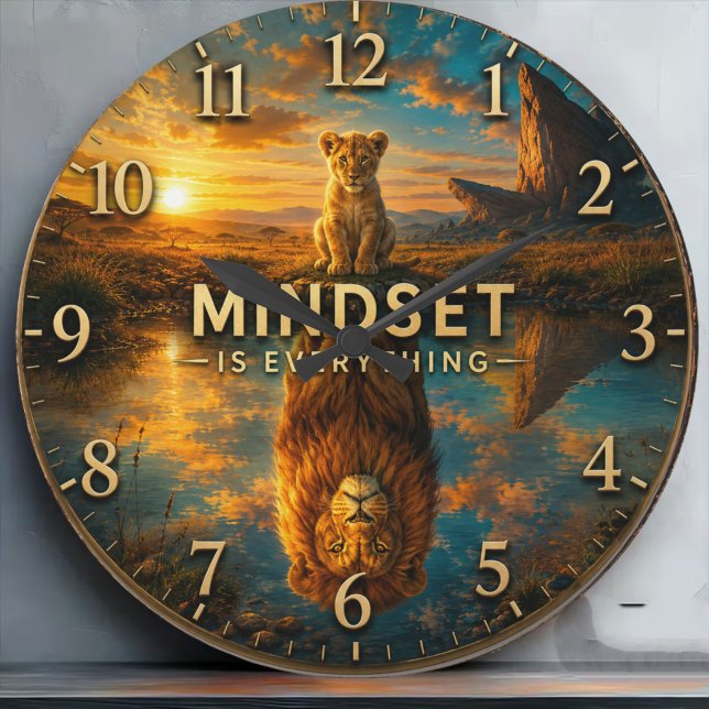 Reloj Redondo Grande Mindset Is Everything Lion  (Subido por el creador)