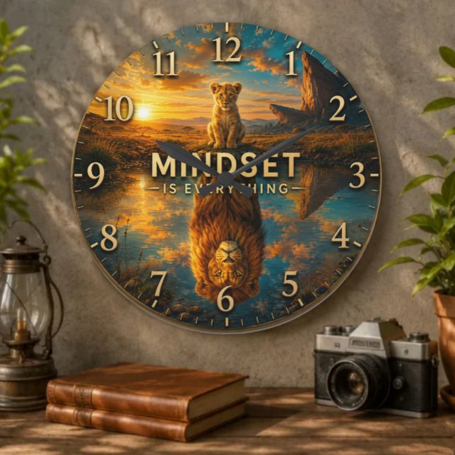 Reloj Redondo Grande Mindset Is Everything Lion  (Subido por el creador)