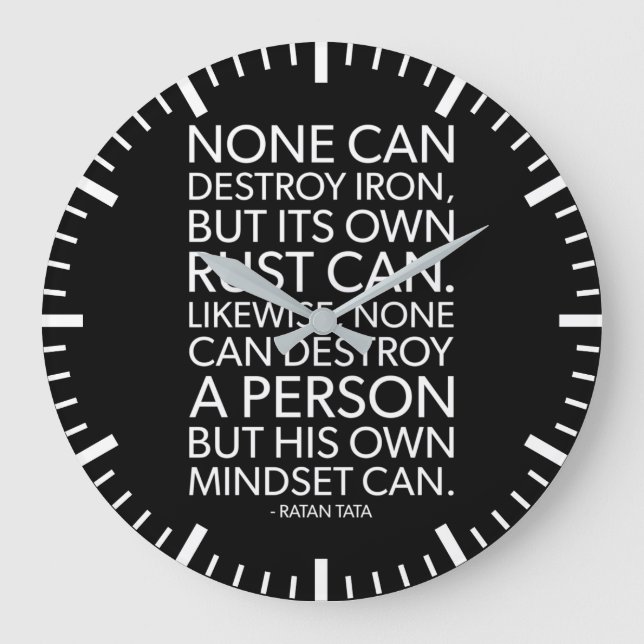 Reloj Redondo Grande Mindset Quote (Anverso)