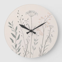 Reloj Redondo Grande Minimal Botanical Clock – Soft Wildflower