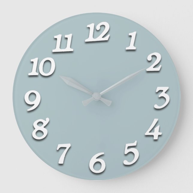 Reloj Redondo Grande Minimal Numbers Gray Silver White Aqua (Anverso)