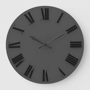 Reloj Redondo Grande Minimalismo moderno números romanos grises negros