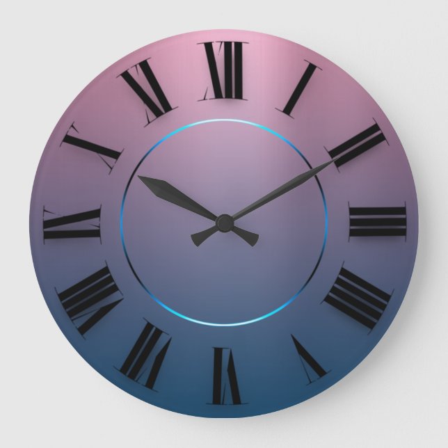 Reloj Redondo Grande Minimalismo moderno Números romanos rosa azul ocmb (Anverso)