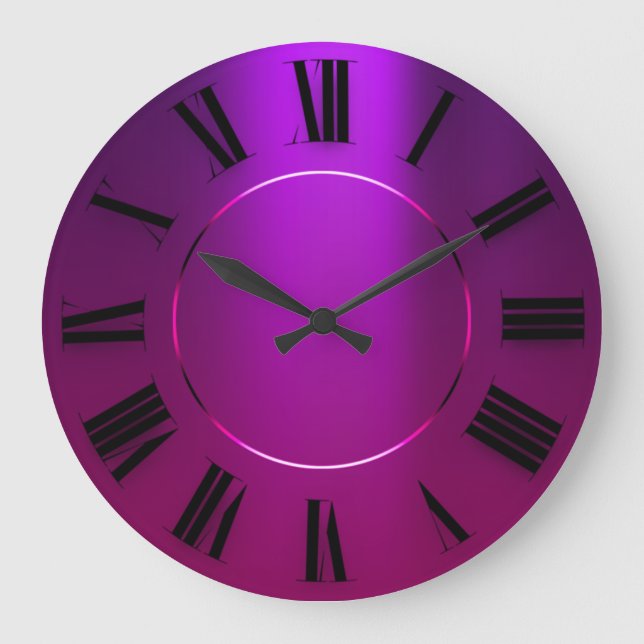 Reloj Redondo Grande Minimalismo moderno números romanos rosados violet (Anverso)