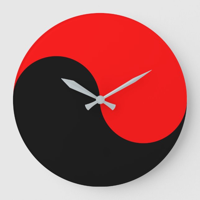 Reloj Redondo Grande Minimalismo rojo y negro (Anverso)