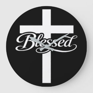 Reloj Redondo Grande Minimalist Blessed Cross Christian Faith Design