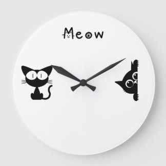 Reloj Redondo Grande Minimalist Cat Wall Clock