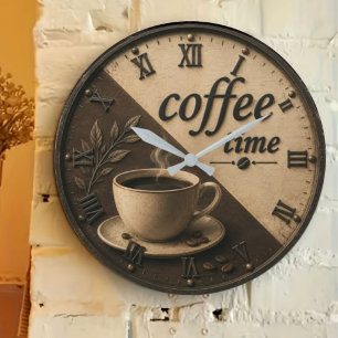Reloj Redondo Grande Minimalist Coffee Time