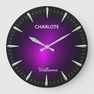 Reloj Redondo Grande Minimalist Contemporary  Modern Purple 