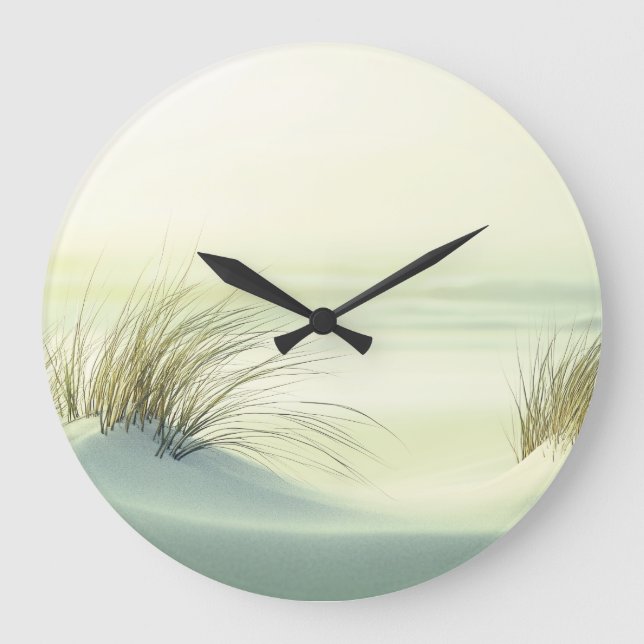 Reloj Redondo Grande Minimalist Serene White Sand Dunes Beach (Anverso)