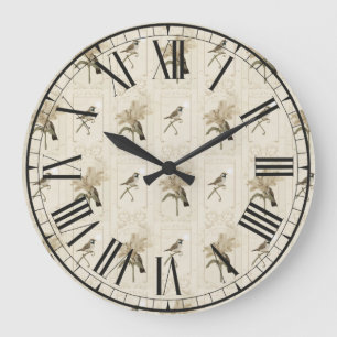 Reloj Redondo Grande Minimalista lirio de ave vintage elegante antiguo