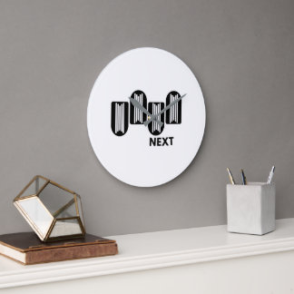 Reloj Redondo Grande Minimalista Moderno Abstracto Geométrico Blanco y 