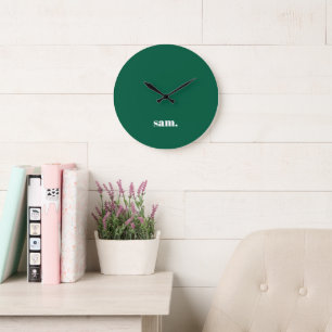Reloj Redondo Grande Minimalista negrita texto personalizado verde