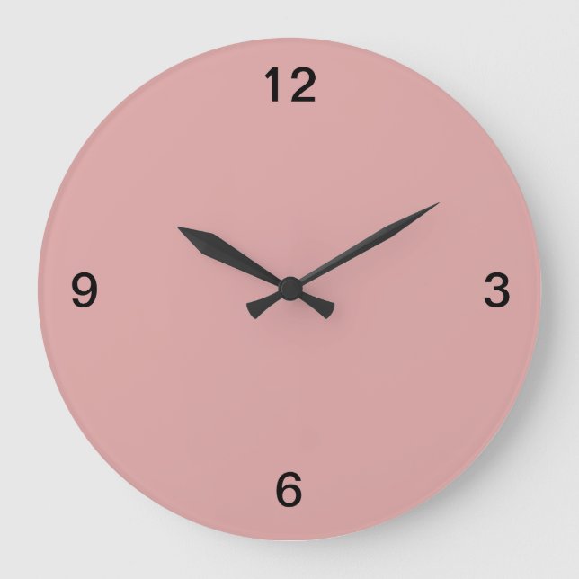 Reloj Redondo Grande Minimalista. Pastel Rosa. (Anverso)