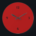 Reloj Redondo Grande Minimalista rojo y negro<br><div class="desc">El reloj artístico moderno presenta un diseño minimalista en una paleta de colores rojo y negro. Un diseño sencillo y sencillo con números negros sobre un fondo rojo. Una moderna adición a su cocina, sala de estar o pared de oficinas, un moderno regalo de oficina o un moderno regalo de...</div>