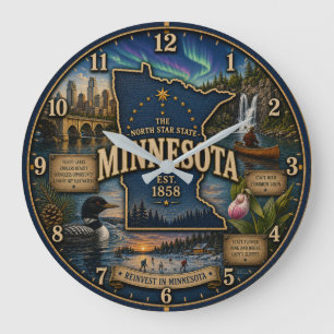 Reloj Redondo Grande Minnesota State North Star State Lake Wilderness