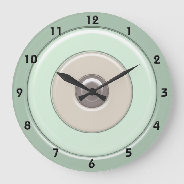 Reloj Redondo Grande Mint & Coffee Circles & Bullseye con números (Anverso)