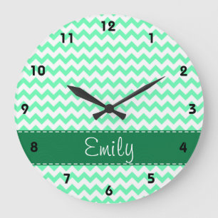 Reloj Redondo Grande Mint Green Chevron