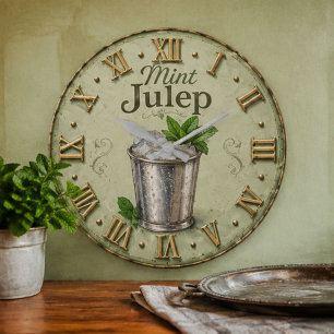 Reloj Redondo Grande Mint Julep Vintage Bourbon Cocktail Bar Decor