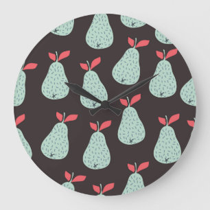 Reloj Redondo Grande Mint Pears: Textura sin soldadura vintage