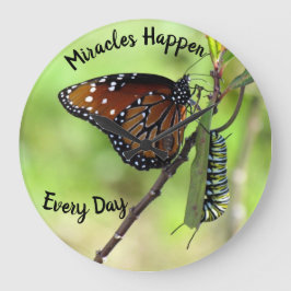 Reloj Redondo Grande Miracles Happen Every Day - Butterfly- Wall Clock