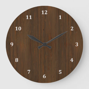 Reloj Redondo Grande Mirada de madera de bambú del grano de Brown de l