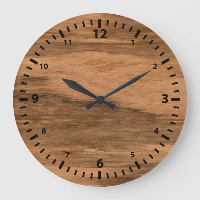 Reloj Redondo Grande Mirada de madera del grano del eucalipto natural (Anverso)