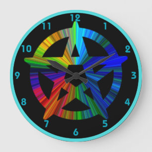 Reloj Redondo Grande mirada metálica del pentagram del wicca en el