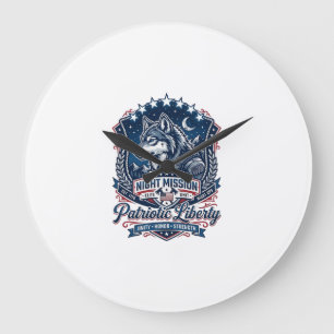 Reloj Redondo Grande Misión Nocturna Patriótica Lobo Patriota Inspirado