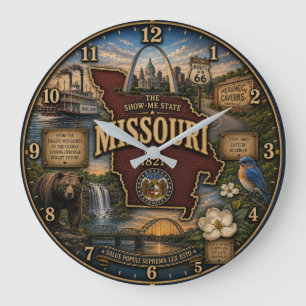 Reloj Redondo Grande Missouri State Show Me State Rustic Landmark 