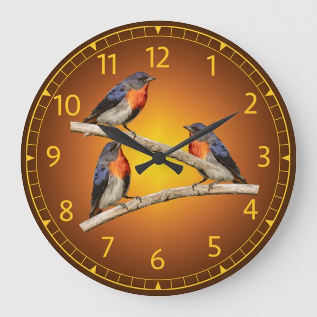 Reloj Redondo Grande Mistletoebird, Flowerpecker, Australia, Indonesia (Anverso)