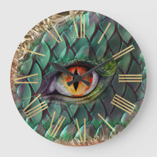 Reloj Redondo Grande Mito de Ojo de Dragón Fantasía