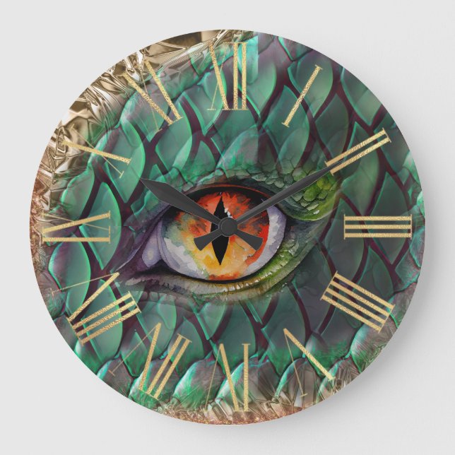 Reloj Redondo Grande Mito de Ojo de Dragón Fantasía (Anverso)