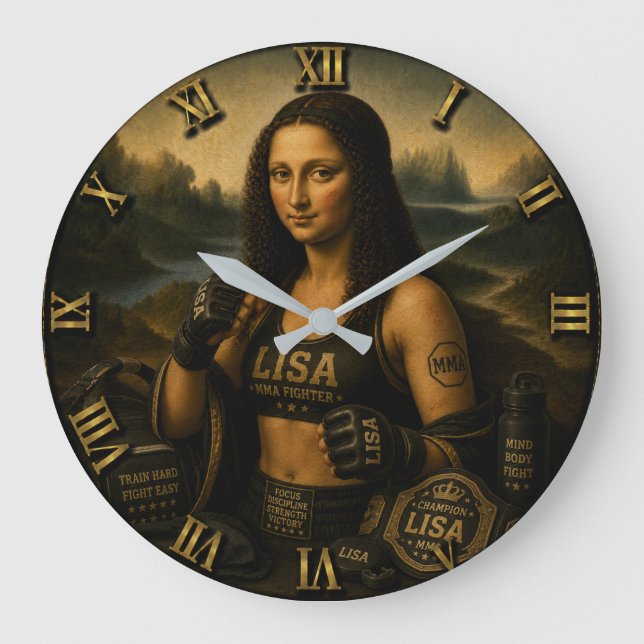Reloj Redondo Grande MMA Funny Mona Lisa (Anverso)