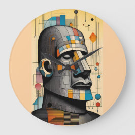 Reloj Redondo Grande Moai del siglo XXI - Ken Gage Tiki Art